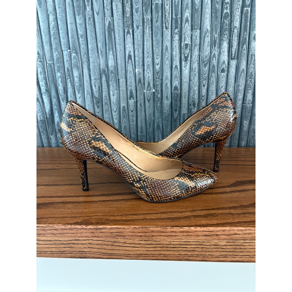 INC International Concepts Womens Snakeskin Print Pointed Toe Pumps Brown 8.5M